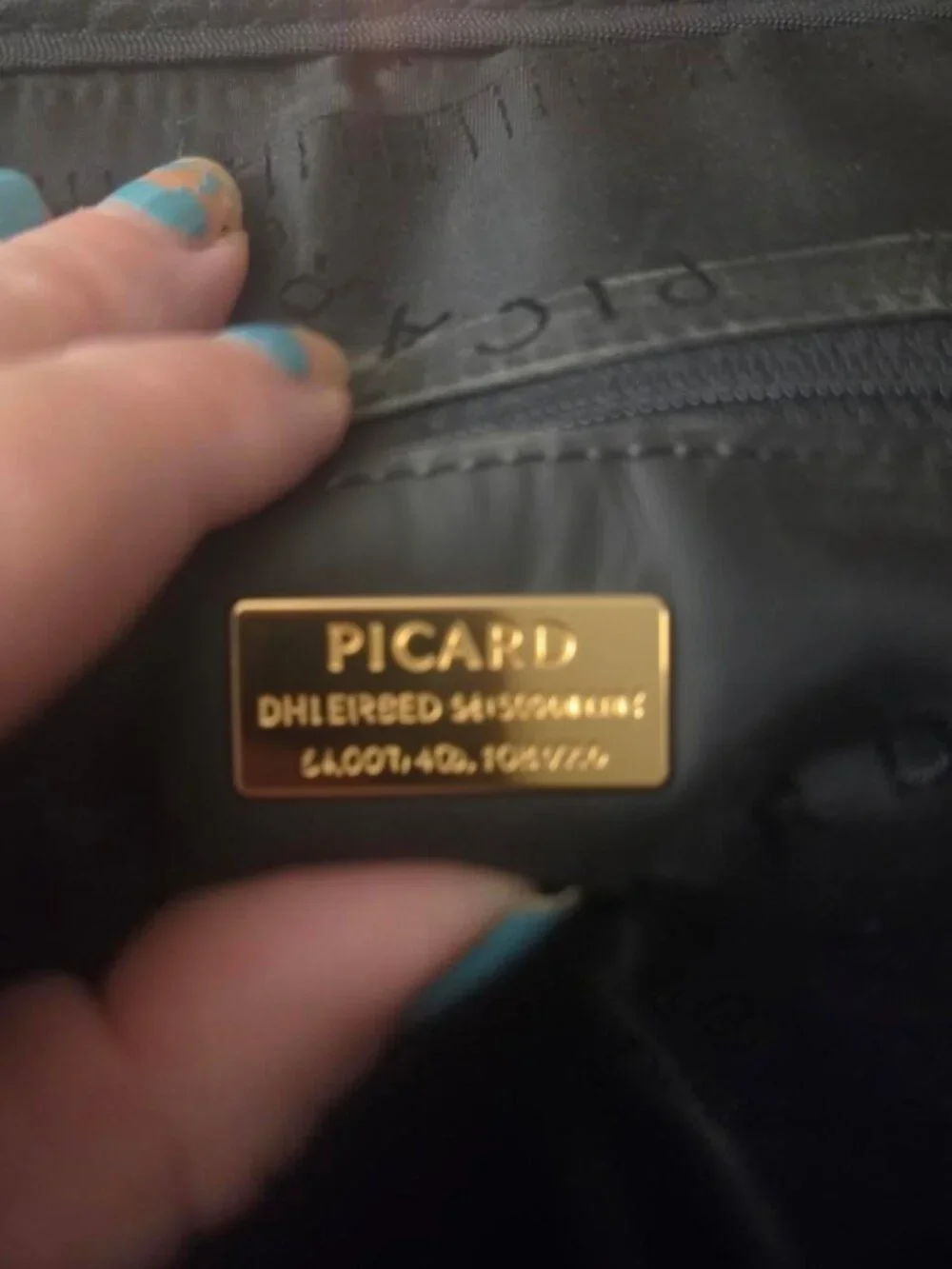 Vintage Picard Germany Monogram Dome Satchel Handbag Tan Leather Trim Y2K